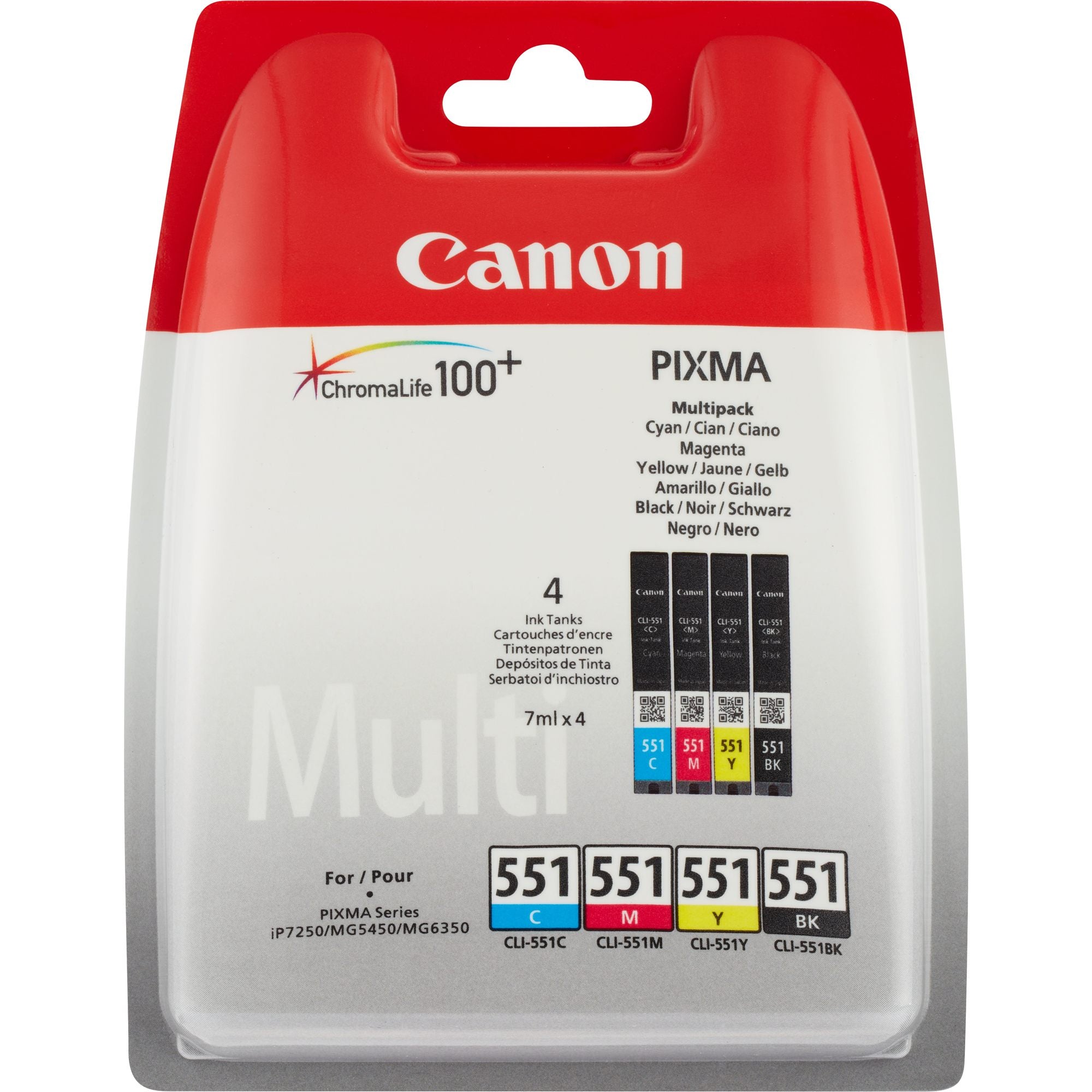 Canon Multipack de cartouches d'encre CLI-551 BK/C/M/Y