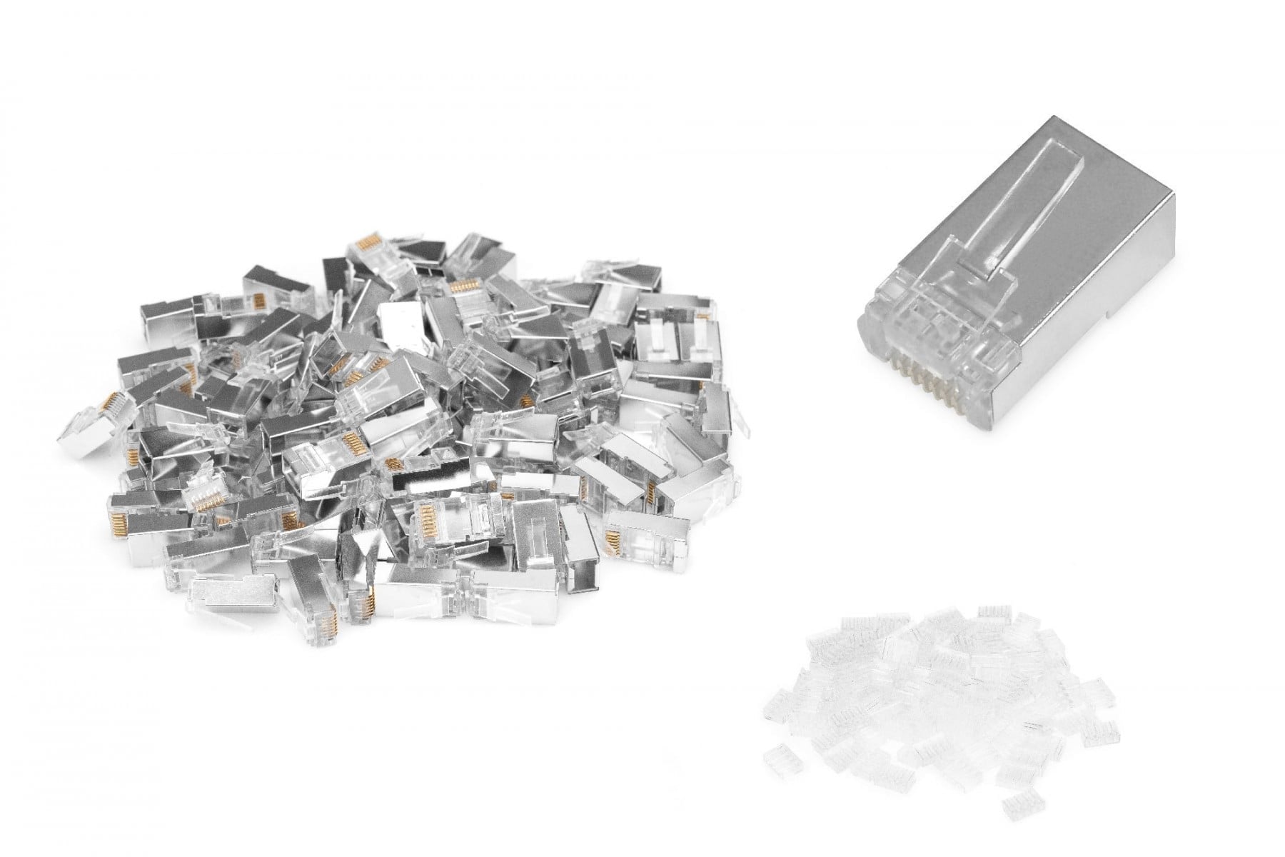 Connecteur modulaire CAT 6, 8P8C, blindé pour câble rond, connecteur traversant, 100 pieces