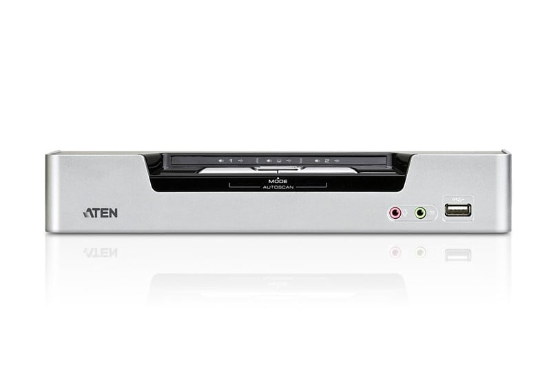 Commutateur KVMP™ deux affichages/audio DVI Dual Link USB 2 ports - 2560 x 1600 pixels - Ethernet/LAN - Grille de montage - 10,6 W - 1U - Noir - Argent