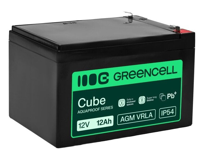 Green Cell AGM12V12AH-J AGM VRLA 12V 12Ah sans entretien Batterie pour caisse enregistreuse, jouet, caméra (152x99x100mm)