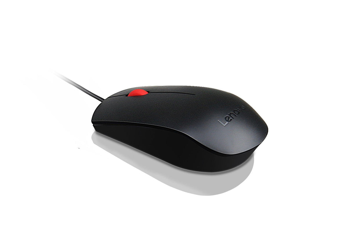 Lenovo Essential - Souris - droitiers et gauchers - optique - 3 boutons - filaire - USB - ThinkRed