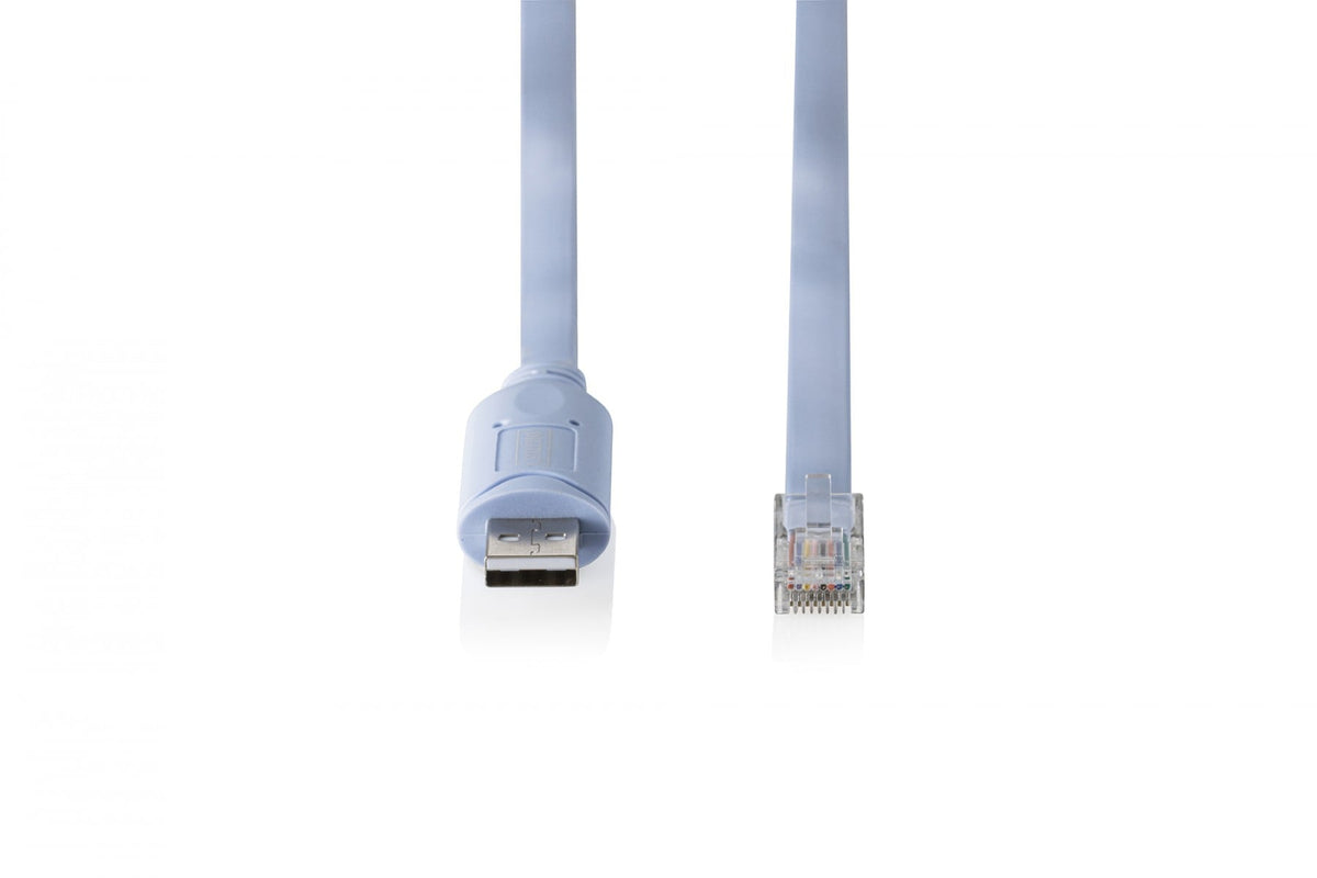 Digitus DA-70173 Câble adaptateur console USB-A 2.0 mâle vers RJ45 | Chipset FTDI (FT232RNL) | Bleu clair | 1,8 m