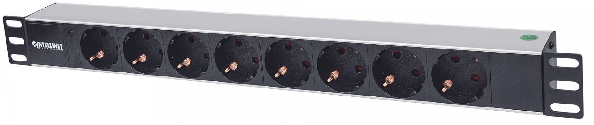 Intellinet 714037 unité de distribution d'énergie 8 sortie(s) CA 1U Aluminium, Noir