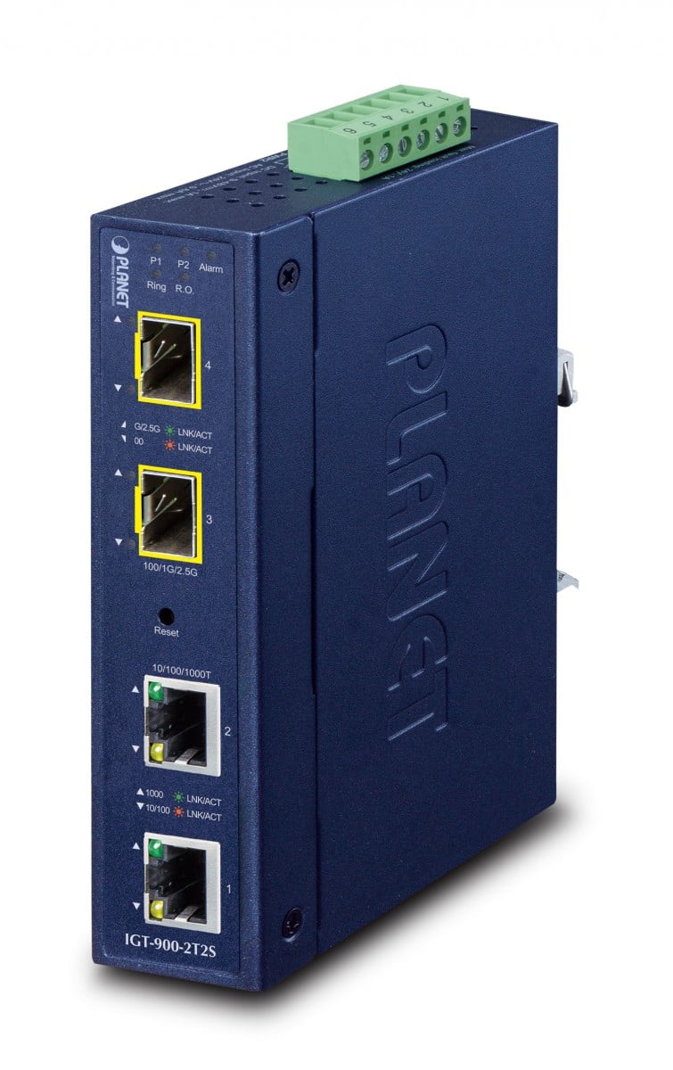 PLANET Industrial 2-Port convertisseur de support réseau Bleu