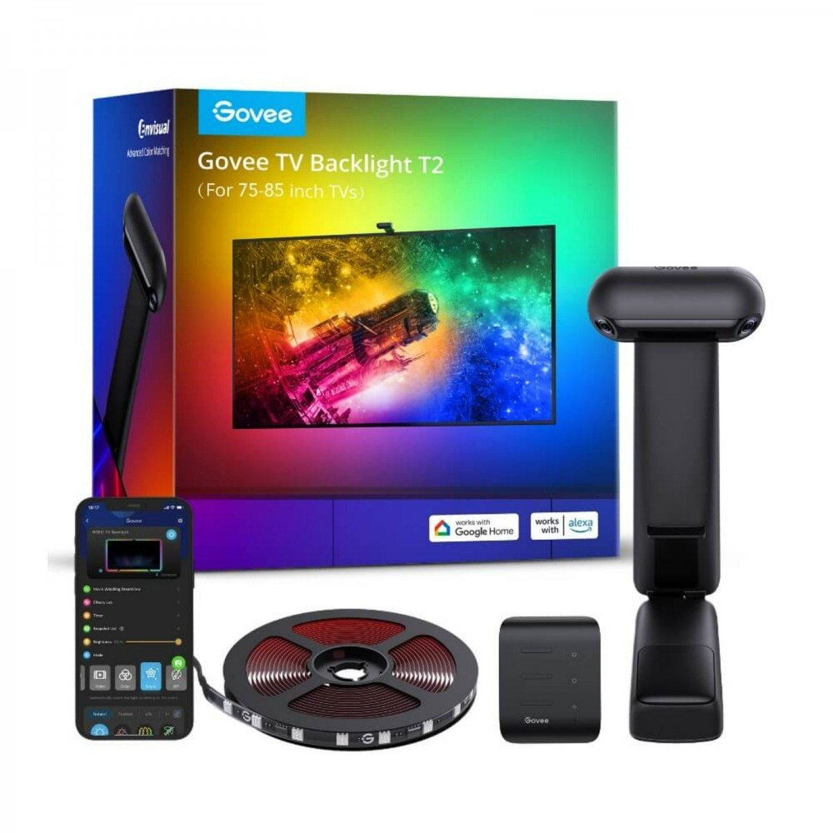 Govee H605C Envisual TV Backlight T2 | bande LED | rétroéclairage pour TV 55-65 pouces, RGBIC, Wi-Fi+Bluetooth