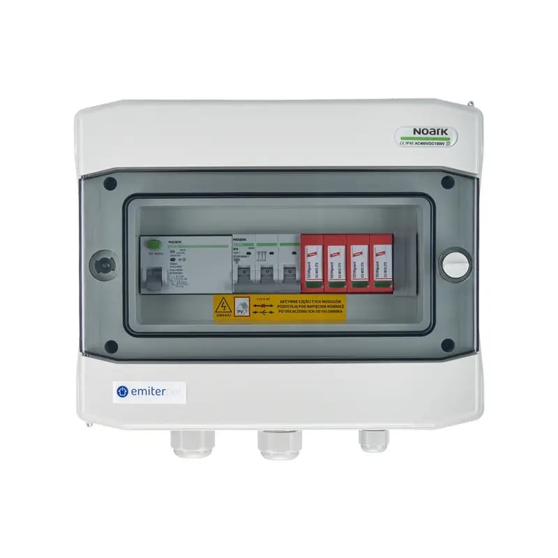 EMITER EM-296_AC Tableau de distribution AC, IP65, SPD AC Dehn type 2, disjoncteur 10A 3-F, RCD type A 40A/300mA