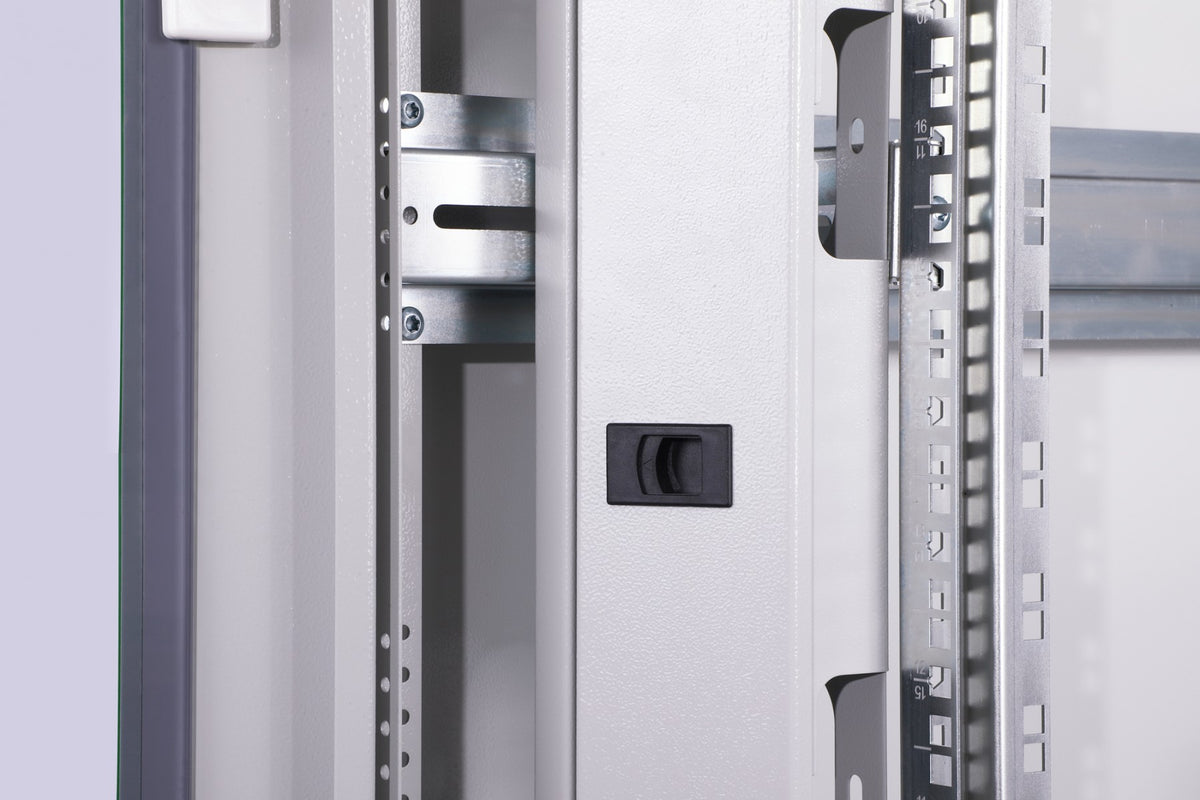 "Armoire réseau debout Unique 19"" 26U rack 800x800, porte avant en verre, gris, 800kg"