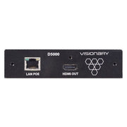 Visionary A/V Decoder, 4K60 4:4:4 UHD over IP cinema quality ultra-low latency visually lossless switch matrix routable, with built-in video wall functionality; POE, AES67