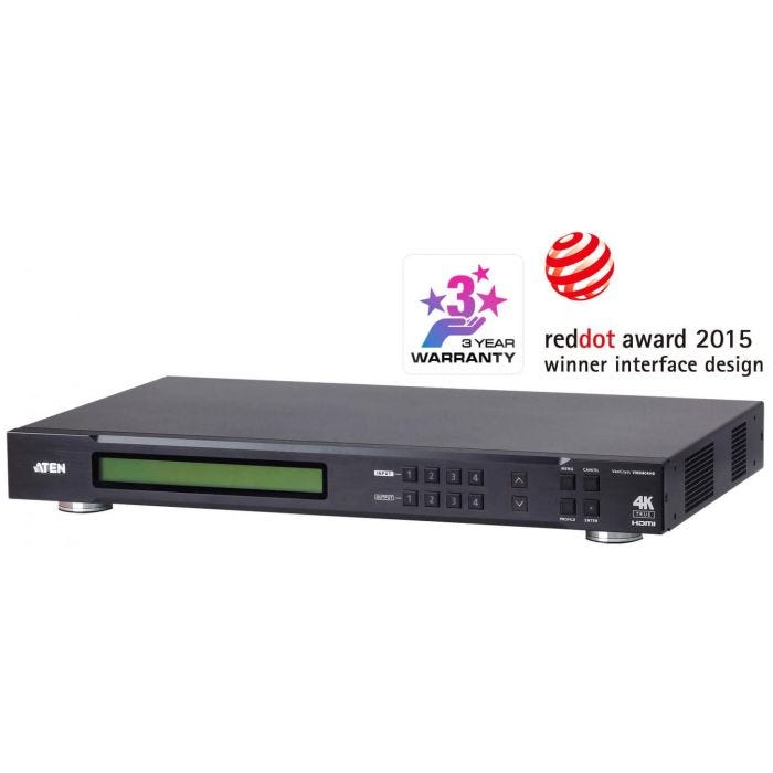 Commutateur matriciel HDMI True 4K 4 x 4 - Commutateur de matrice AV - 18 Gbit/s - 600 MHz - 4096 x 2160 pixels - Noir - Métal