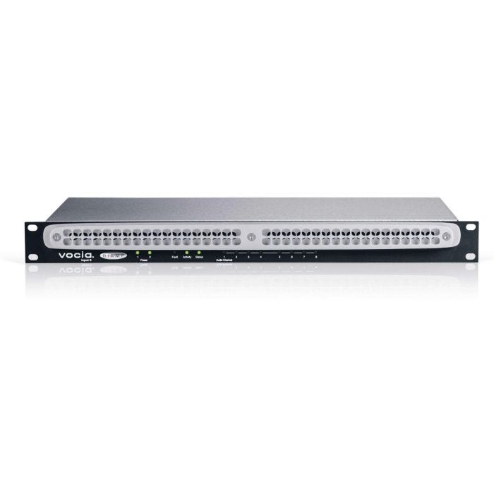Biamp Vocia input device with 8 analog mic/line inputs, allows live audio paging within the Vocia platform