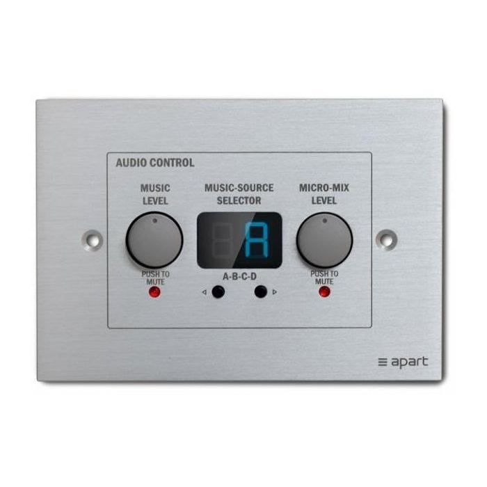 Biamp Digital wall control panel for use with ZONE4 for music volume adjustment, MIC volume adjustment and source selection