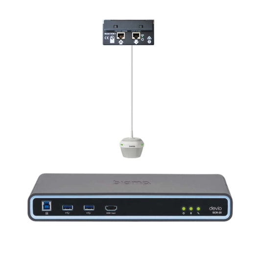 Biamp Devio SCR-20C-WH Ensemble Hub de conférence Devio SCR-20 avec micro suspendu, blanc