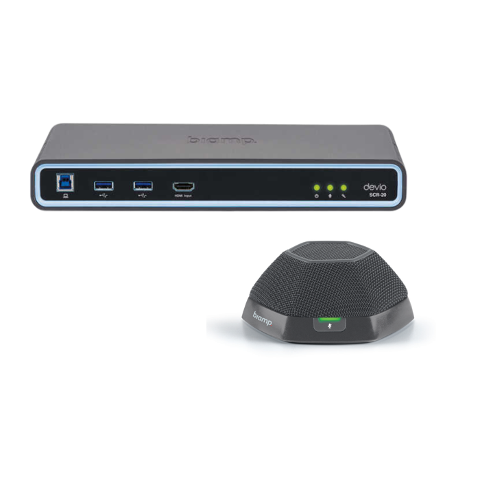 Biamp Conferencing hub and microphone; includes Devio SCR20 hub and one DTM1 tabletop microphone (quantity 111)