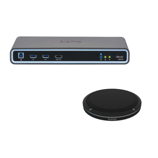 Biamp Devio SCR-25TX-BK Ensemble Hub de conférence Devio SCR-25 avec micro de table plat, noir