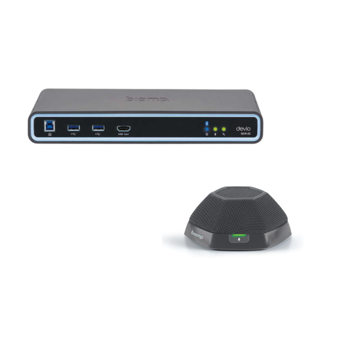 Biamp Conferencing hub and microphone; includes Devio SCR25 hub and one DTM1 tabletop microphone (quantity 111)