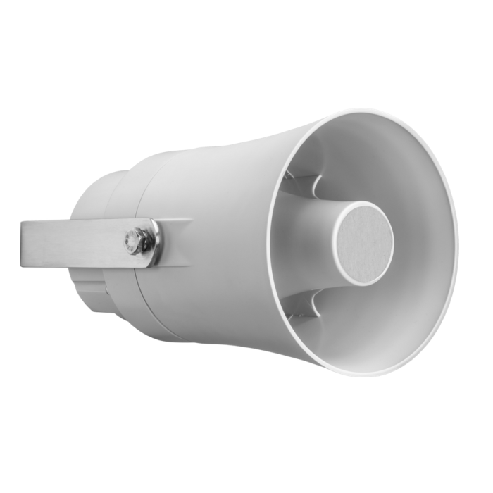 Biamp EN 54 Series -  EN 54-24 certified, powerful horn speaker equipped with a compression driver and a multi tap 100 volt transformer (1.25-2.5-5-10 watts) and a power selector switch to 20 ohms.