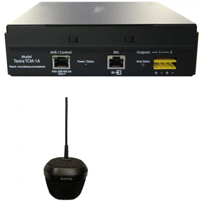 Biamp AVB Beamtracking ceiling microphone with PoE+ amplifier, black