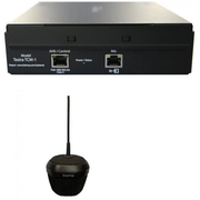 Biamp AVB ceiling microphone comprised of a pendant microphone Black