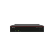 Biamp Android UC meeting room hub with USB C input and BYOM switch  supporting one display output and USB peripherals with PoE+ power for touch panel