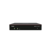 Biamp Android UC meeting room hub with USB C input and BYOM switch  HDMI input  supporting two display outputs and USB peripherals with PoE+ power for touch panel  microphones and amplifiers