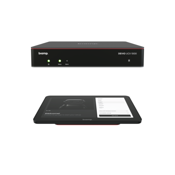 Biamp Devio UCX room hub bundle with Devio UCX 1000 and Apprimo Touch 10 UCX T