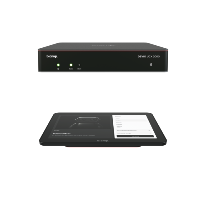 Biamp Devio UCX room hub bundle with Devio UCX 2000 and Apprimo Touch 10 UCX T