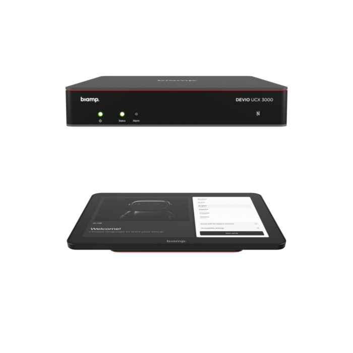 Biamp Devio UCX room hub bundle with Devio UCX 3000 and Apprimo Touch 10 UCX T