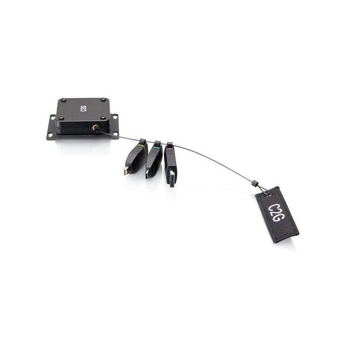 C2G Anneau adaptateur universel rétractable 4K HDMI[R] avec Mini DisplayPort[TM], DisplayPort et USB-C[R] codés couleur
