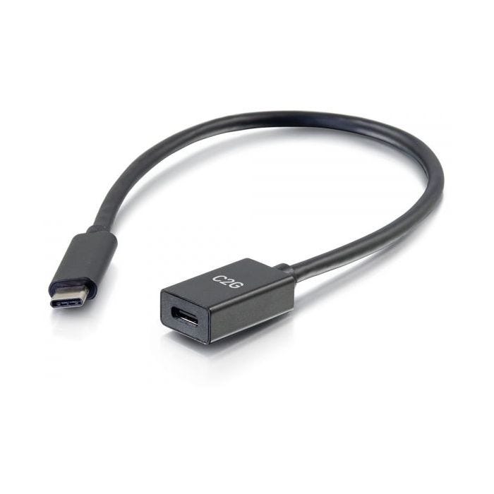 C2G 1ft USB C Male/ Female Cable Extension 10G 3A