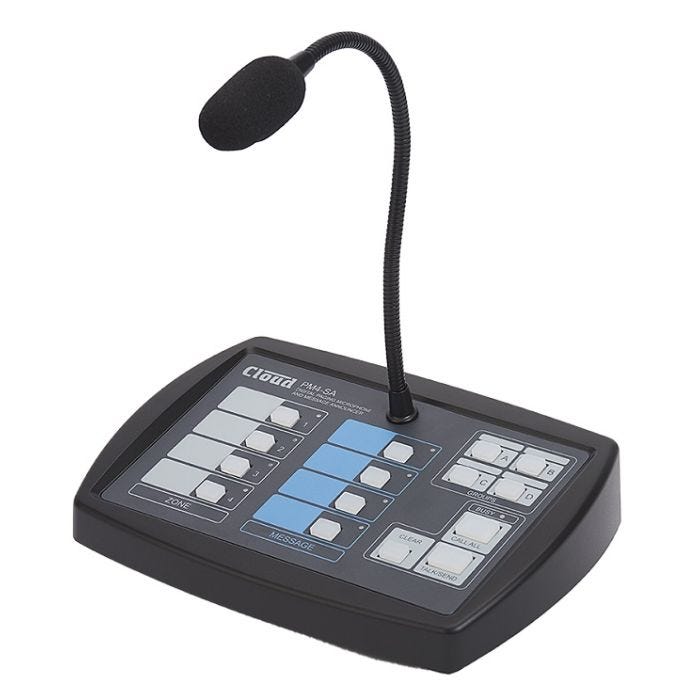 Cloud Electronics PM4-SA Microphone d'appel 4 zones avec lecteur de messages