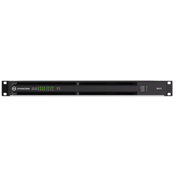 Dynacord 8-channel DSP networked amplifier, 3kW powerTANK,  8x8 Dante, OCA, 8 mic/line inputs