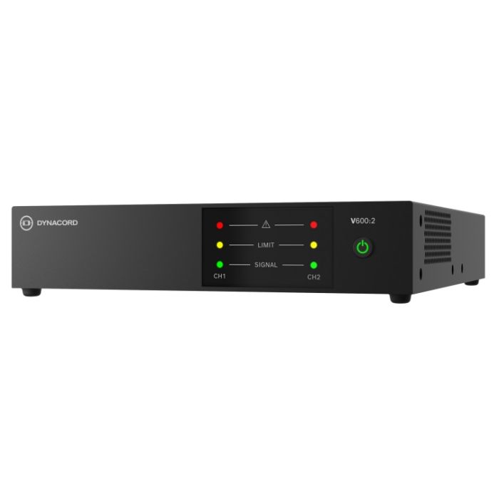 Dynacord 2 channel, 600 W powerTANK amplifier with power sharing, Hi-Z direct drive, ecoRAIL, AutoPowerDown,