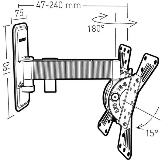 Erard 048220 support pour téléviseur 94 cm (37") Noir, Argent
