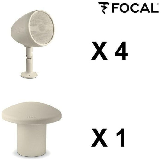 Focal Littora Bundle 4.1 Light Set de 4 enceintes d'exterieur OD SAT 5 + caisson OD SUB 12, clair