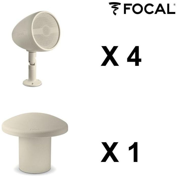 Focal Littora Bundle 4.1 Light Set de 4 enceintes d'exterieur OD SAT 5 + caisson OD SUB 12, clair