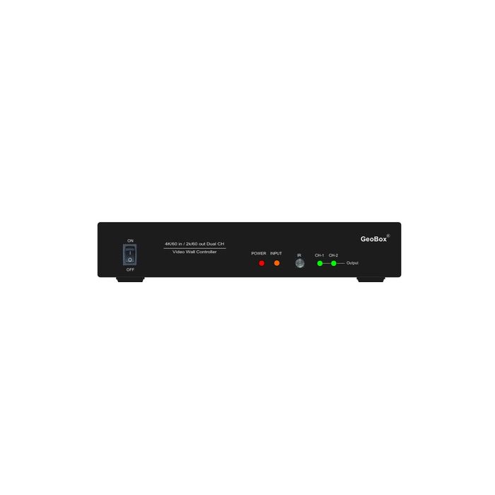 Geobox G406, 4 CH video wall controller, 4k/60 in / 4xFHD out, image 90/180/270 rotation with matrix switcher function. Multi-window display