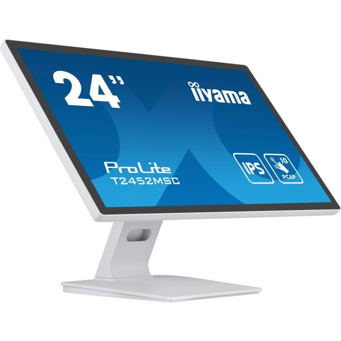 iiyama ProLite T2452MSC-W1 écran plat de PC 61 cm (24") 1920 x 1080 pixels Full HD LCD Écran tactile Multi-utilisateur Blanc
