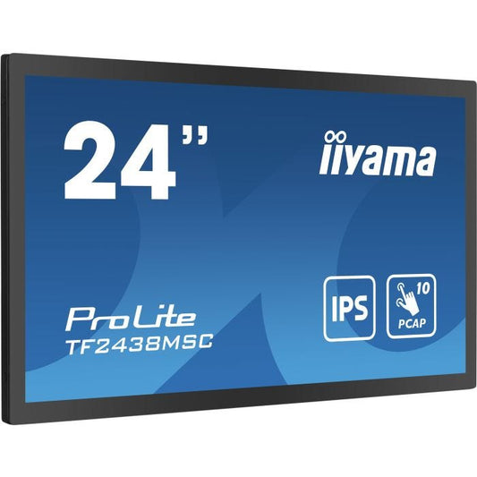 iiyama TF2438MSC-B1 Écran d'affichage dynamique Carte A numérique 61 cm (24") LED 600 cd/m2 Full HD Noir Écran tactile