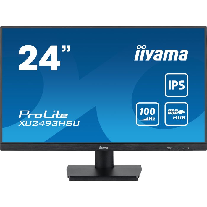 iiyama ProLite monitor XU2493HSU-B6 24in, IPS, 100hz, Black, Ultra Slim Bezel, HDMI, DisplayPort, Blue light reducer, Flicker free