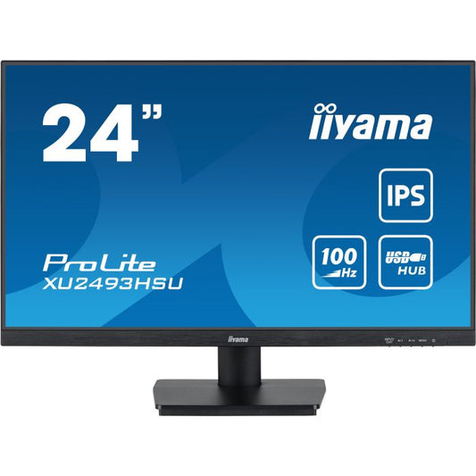 iiyama ProLite monitor XU2493HSU-B6 24in, IPS, 100hz, Black, Ultra Slim Bezel, HDMI, DisplayPort, Blue light reducer, Flicker free