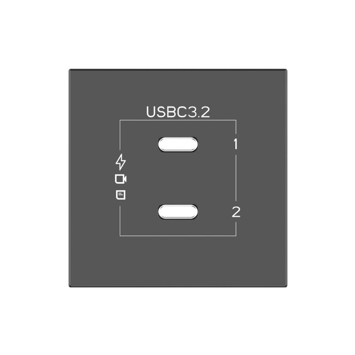 Kramer Black passive module with 2 USBC FF ports input. Female output