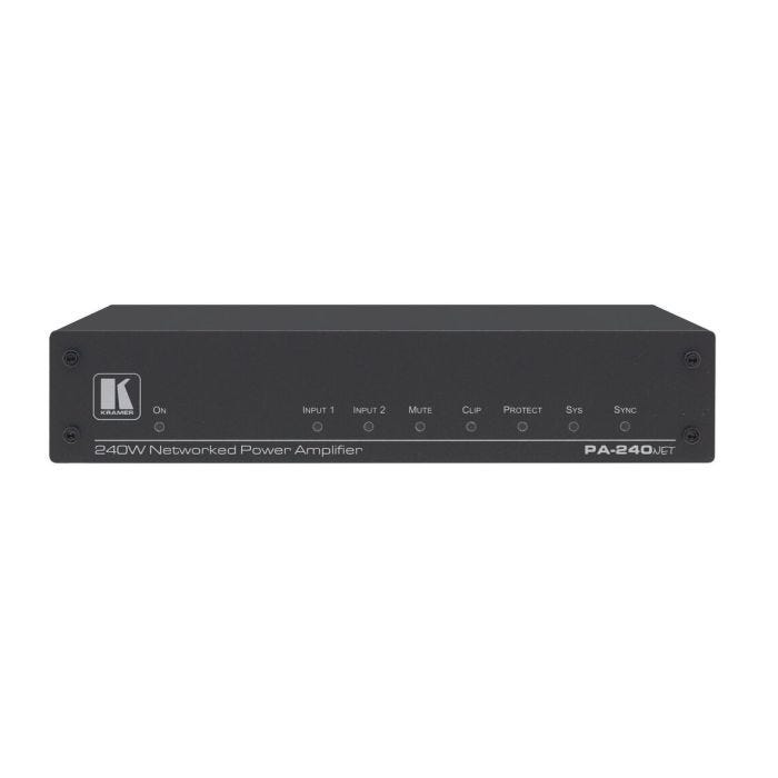 Kramer Dante Port , 1x240W @ 70V/100V And  2x120W @ 8 Ohm Controllable Power Amplifier with Dante Input