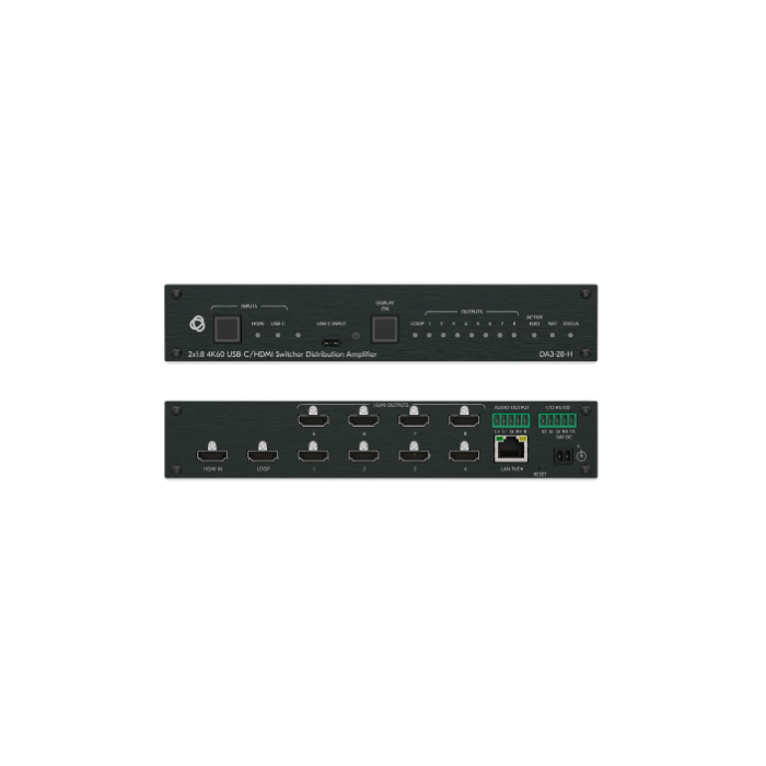 Kramer 10-00002890 2x1:8 4K60 USB-C/HDMI Switcher Distribution Amplifier