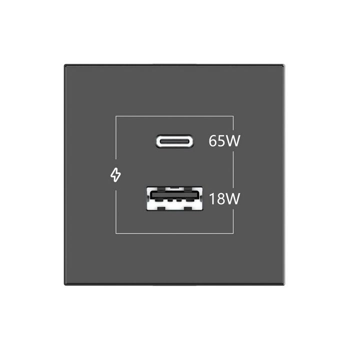 Kramer White USBC 65W port and USBA 18W port - fast charging