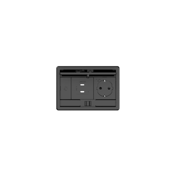 Kramer 80-000321 Plus, Black In-Table elegant tabletop connectivity box with a lid for 2 modules