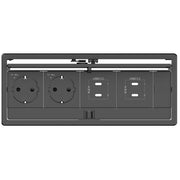 Kramer Plus, Black In-Table elegant tabletop connectivity box with a lid for 4 modules