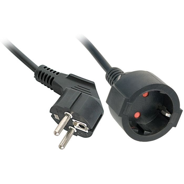 LINDY 3m Schuko Extension Cable Colour: Black