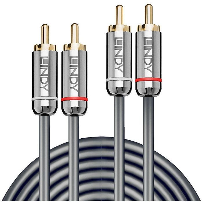 LINDY Cromo Line Audio Cable Stereo RCA-RCA M-M 1m anthrazit