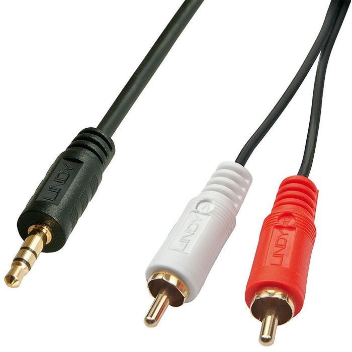 LINDY Premium Audio Adaptercable 3m 2x Phono/RCA to 3.5mm Stereo Jack
