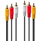 LINDY Audio Video Cable 3x phono 1m 3xRCA 1V/2xA m/m goldplated